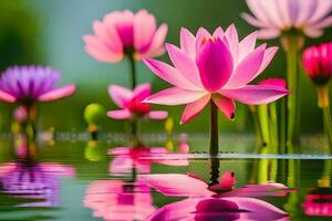 rose lotus fleurs dans le l'eau. généré par ai photo