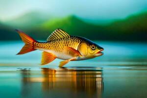 photo fond d'écran le ciel, poisson, eau, le mer, le lac, le lac, le. généré par ai