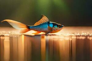 photo fond d'écran le poisson, eau, le soleil, le lumière, le poisson, le poisson,. généré par ai