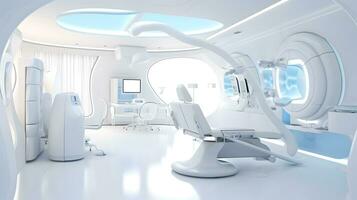 futuriste dentaire clinique pièce à moderne hôpital. photo