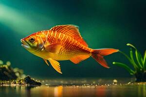 une poisson nager dans le l'eau. généré par ai photo