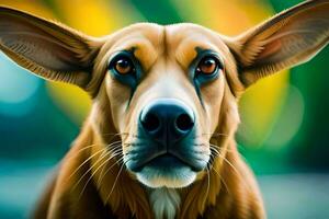 une chien avec gros oreilles et une gros nez. généré par ai photo