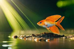 poisson rouge dans le l'eau. généré par ai photo