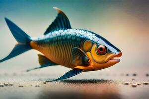 une poisson avec une bleu et Orange corps. généré par ai photo
