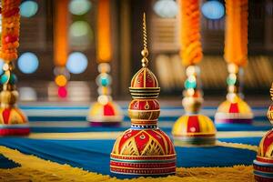 Indien mariage décorations à une mariage. généré par ai photo