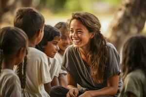 une Jeune actrice recevoir encouragement et soutien de sa compagnon enfant acteurs photo