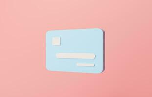 bleu crédit carte minimal sur rose pastel Contexte affaires finances concept. dessin animé style crédit carte minimal. Paiement et bancaire concept. bancaire la finance transaction Paiement en ligne 3d le rendu photo