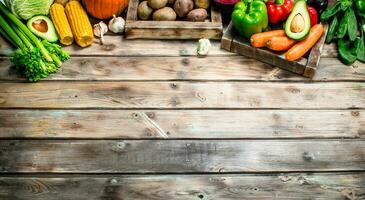 en bonne santé aliments. assortiment de Frais biologique des fruits et des légumes. photo