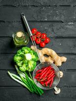 biologique aliments. différent en bonne santé des légumes . photo