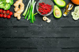 biologique aliments. différent en bonne santé des légumes . photo