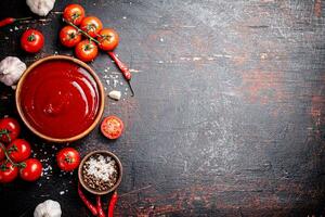 tomate sauce avec Ail et épices. photo