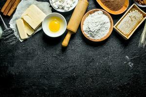 cuisson Contexte. Ingrédients pour le préparation de biscuits. photo