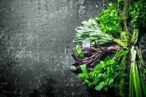 Frais herbes Couper dans le Accueil jardin. photo