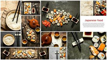 nourriture collage de Japon aliments. photo