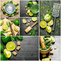 nourriture collage de Frais citron vert . photo