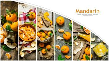 nourriture collage de Frais mandarin . photo