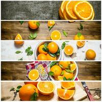 nourriture collage de Frais des oranges. photo