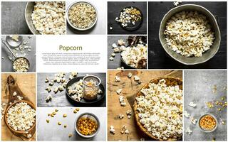 nourriture collage de Popcorn. photo