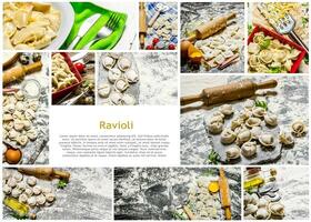nourriture collage de italien Ravioli . photo