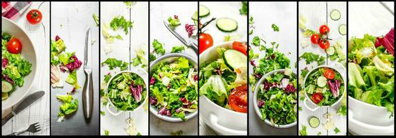 nourriture collage de vert salade. photo