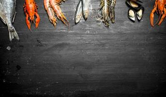 variété de crevette, poisson, et fruits de mer. photo