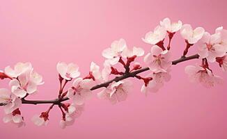 rose Cerise fleurs, rose sakura, magnifique Cerise fleurs pastel rose Contexte. Cerise fleurs sont magnifique et plaisant à le œil. fait du vous ressentir détendu comme tu es dans la nature. génératif ai photo