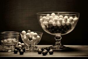 bol de sphères dans verre bol avec différent tailles photo