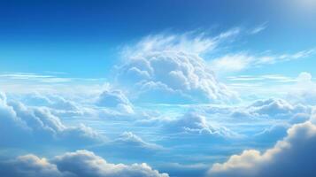 photo de une clair bleu ciel avec duveteux blanc des nuages ai généré