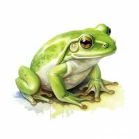 aquarelle vert grenouille sur blanc Contexte. ai généré photo