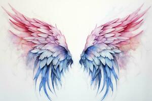 magnifique la magie aquarelle bleu rose ailes. ai généré photo
