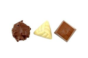 des chocolats sur blanc Contexte photo