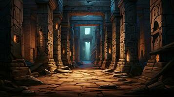 ancien égyptien temple avec une foncé couloir. photo