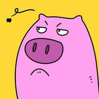 porc dessin animé sur Jaune Contexte photo