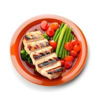 grillé poulet Sein avec des légumes et sauce photo
