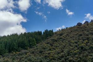 magnifique paysage de montagnes en dessous de nuageux ciel dans nationale parc cajas photo