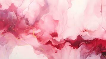 ai généré marbre art La peinture rouge et rose abstrait liquide peindre modèle. marbrure fond d'écran conception avec Naturel luxe style tourbillonne. photo