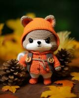 crochet amigurumi Renard dans Orange génératif ai photo