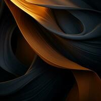 un abstrait image de noir et Orange vagues génératif ai photo