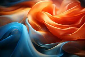 un abstrait image de bleu Orange et rouge en tissu génératif ai photo