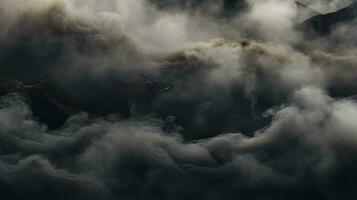 une noir et blanc photo de des nuages dans le ciel génératif ai