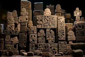 une bouquet de sculpté pierre blocs séance sur Haut de chaque autre génératif ai photo