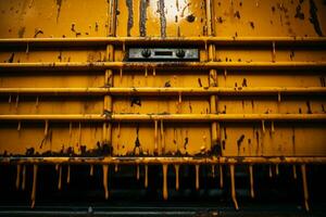 une proche en haut de une rouillé Jaune un camion génératif ai photo