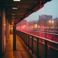 une train station à nuit génératif ai photo