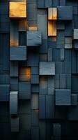 un abstrait bleu et Orange mur de blocs génératif ai photo