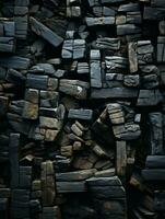 un image de une pile de noir des pierres génératif ai photo