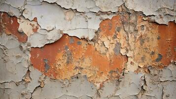 un vieux peeling peindre sur une mur avec une cœur peint sur il génératif ai photo