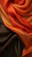 un Orange noir et rouge soie en tissu génératif ai photo