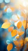 l'automne feuilles avec bokeh effet génératif ai photo