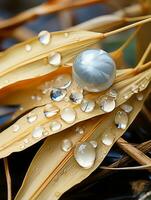 l'eau gouttelettes sur le feuilles génératif ai photo