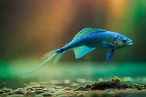 une bleu poisson nager dans le l'eau. généré par ai photo